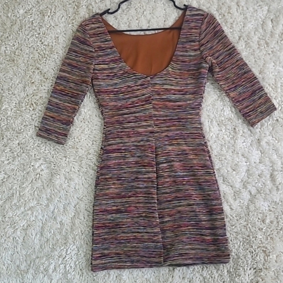 As U Wish Rainbow Space-Dye Scoop Back Bodycon Mini Dress | Women’s Small - Picture 3 of 16